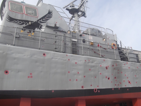 South Korean gunboat riddled with holes from a 2002 sea battle with North Korea that killed about a dozen sailors who are honored for their defense of freedom.